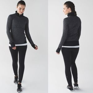LULULEMON Runderful 1/2 Zip Mini Check Pique Black Heathered Pullover